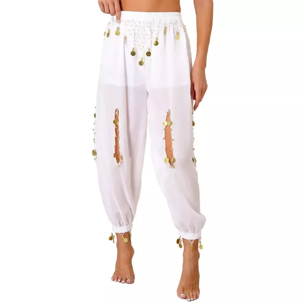 Women Belly Dance Pants Chiffon Bloomers Lantern Pants Built in Shorts Pants